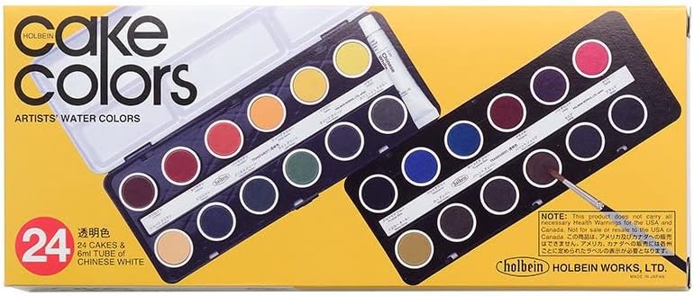 日本 Holbein 好賓 固體水彩顏料不透明蛋糕色24色套裝C032直徑30mm