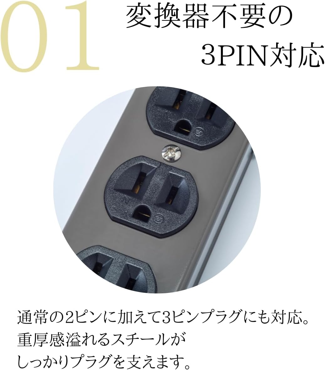 日本進口 Fargo 復古金屬延長線 銀色 單排6插座 3孔 Steel Tap 工業風 露營 4m