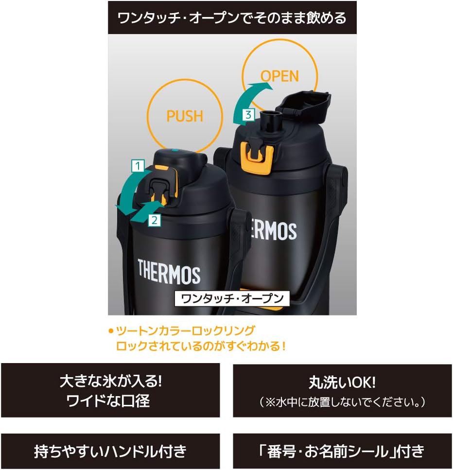 日本 THERMOS 膳魔師 不鏽鋼真空 保冷瓶 FFV-2001 (黑) 2.0L 露營 水壺