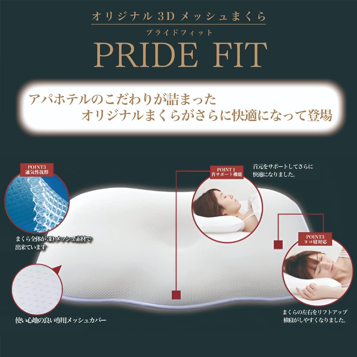 日本 APA HOTEL 高反發枕 PRIDE FIT 附枕套 3D網狀結構 透氣 側睡 可水洗