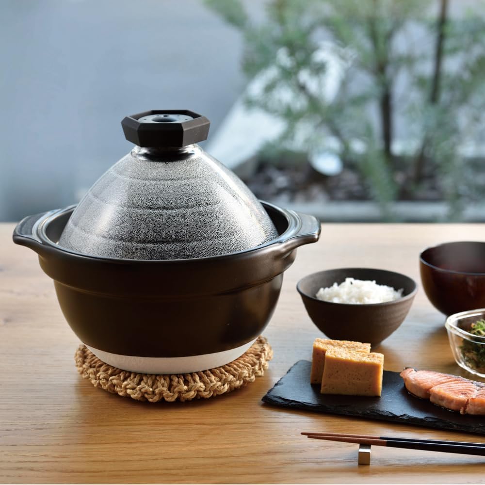 HARIO 2-3杯 耐熱玻璃 陶瓷 煮飯鍋 日本製 GNR-200-B-W 2024款