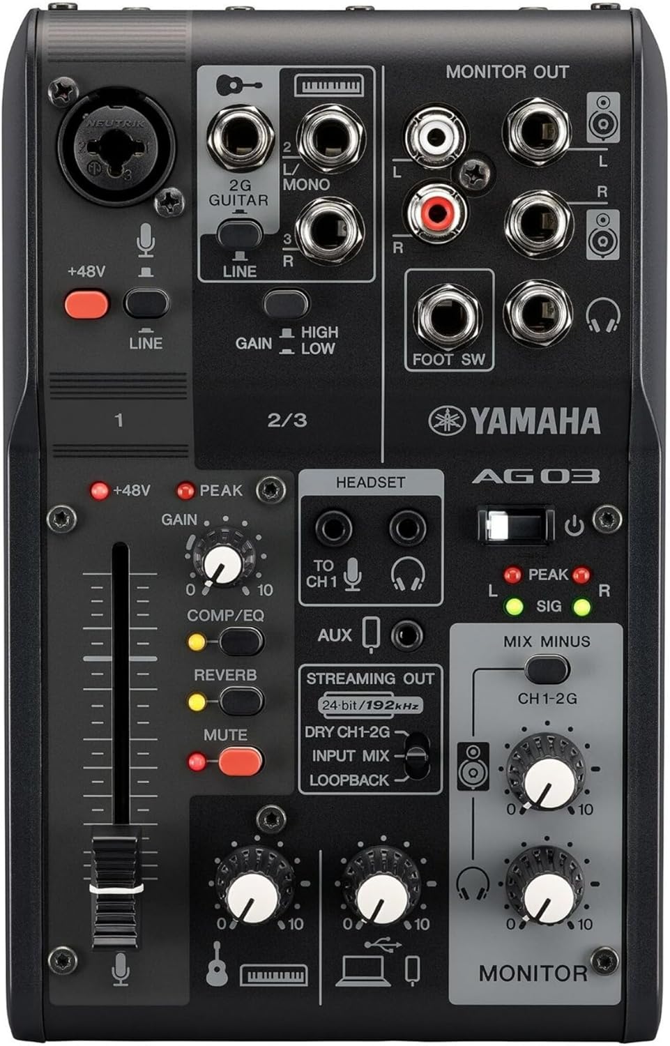 日本YAMAHA AG03MK2 Mixer 混音器 直播 Podcast AG03 MK2