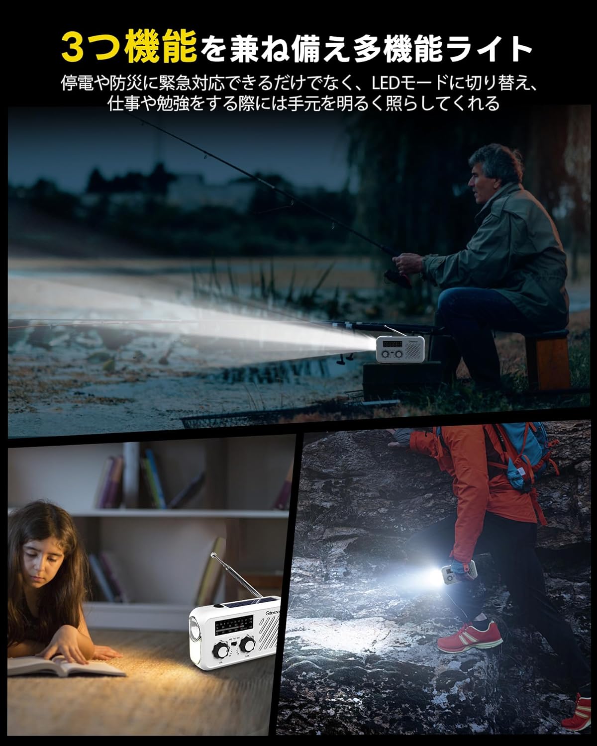 多功能手搖收音機 SW/AM/FM 緊急SOS警報器 手機充電 地震防災用品