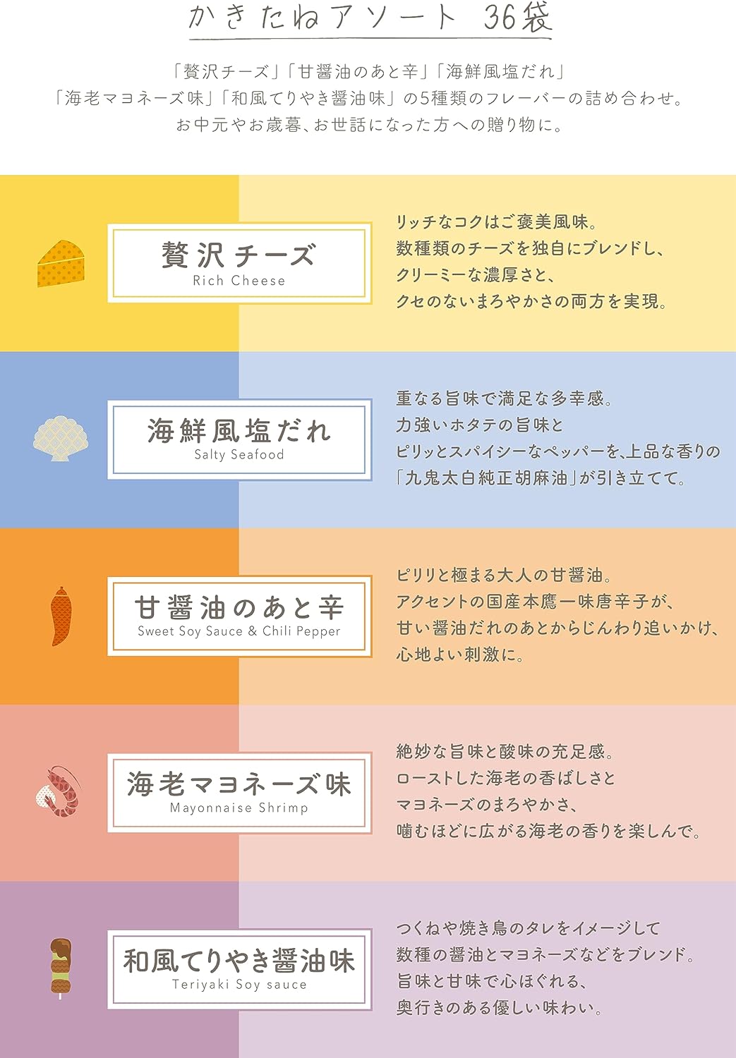 KAKITANE KITCHEN 綜合柿種禮盒 36入 起司 海鮮鹽味 蝦味美乃滋 和風照燒醬 下酒菜 伴手禮 柿之種