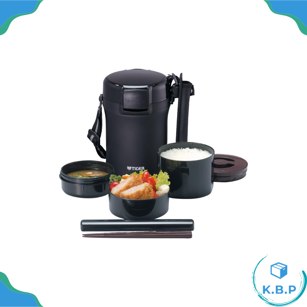Japanese TIGER LWU-A172-KM stainless steel 6-hour heat preservation lunch box vacuum lunch box with chopsticks black
