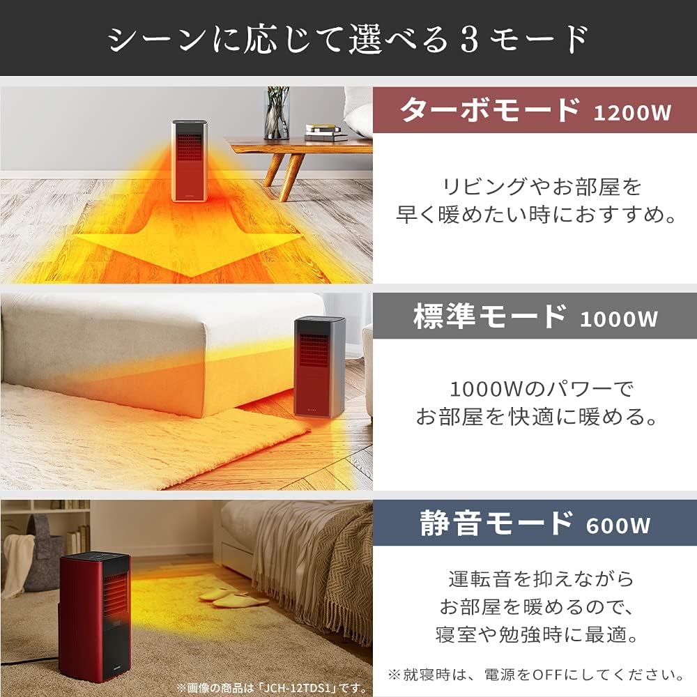 IRIS OHYAMA Large Range Human Sensing Ceramic Electric Heater JCH-12TDS1 (Upright/Anti-Dumping/Detection)