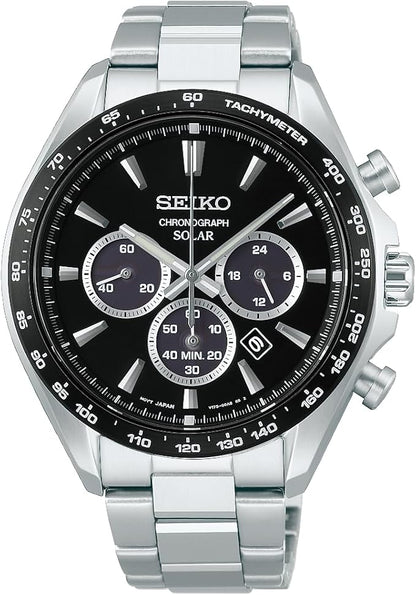 Seiko  SBPY185 Selection S Series Men's Solar Chronograph, Solar, Black 2026 Model, Bracelet Type