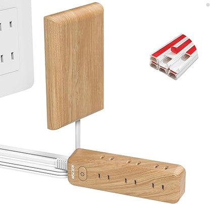 Mscien Baby Outlet Cover, 6.6 ft (2 m), 9 Outlets, Wood Grain Pattern, Extension Cord, Conceals Outlets