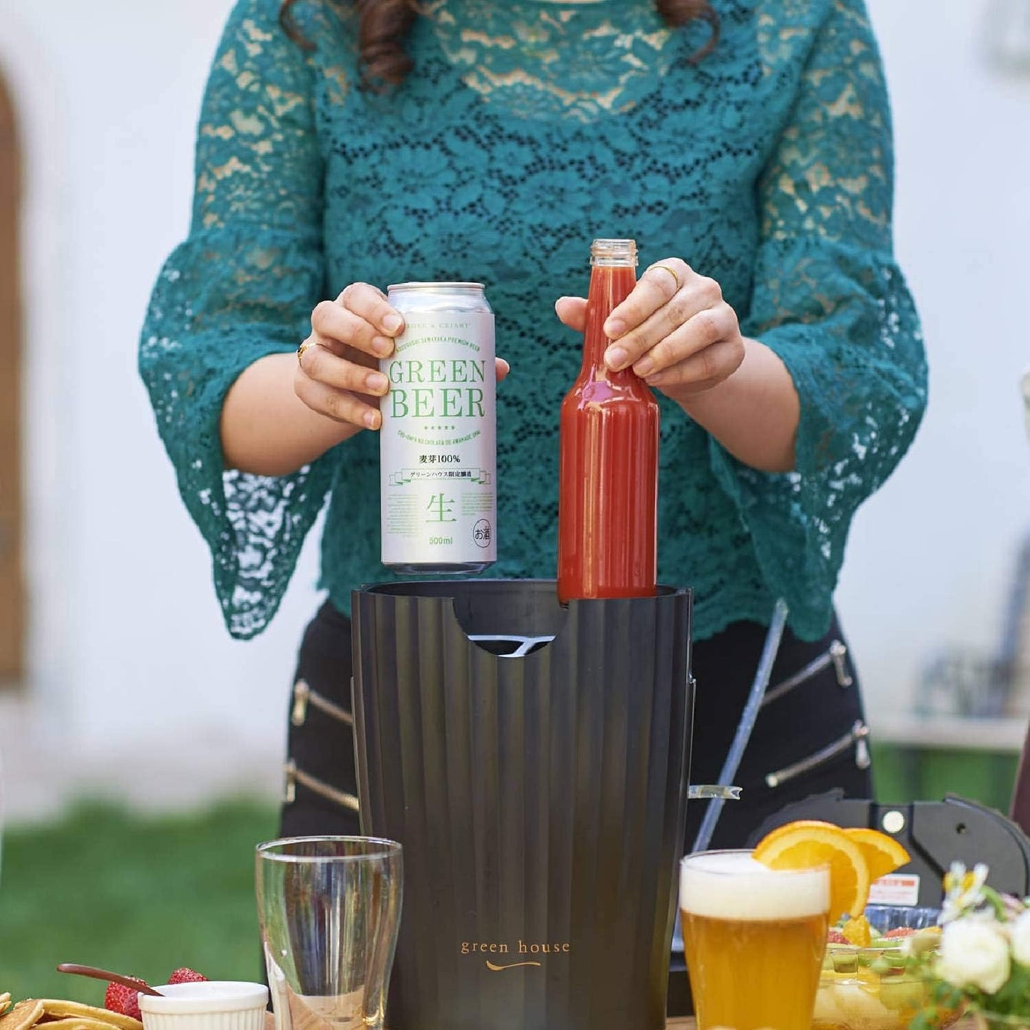 Japan GREEN HOUSE GH-BEERL Ultrasonic beer foaming machine Cocktail foaming machine Beer machine Fine foam can put 2 kinds of drinks at the same time
