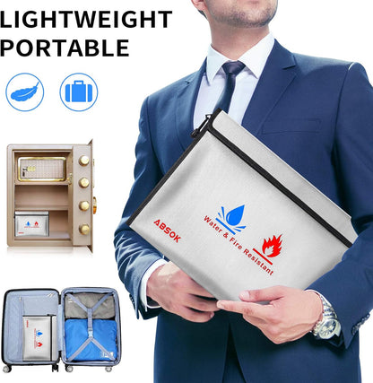 Japanese original ABSOK fireproof portable safe folder heat-resistant 2093 degrees home cash important document safe storage bag
