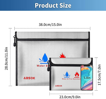 Japanese original ABSOK fireproof portable safe folder heat-resistant 2093 degrees home cash important document safe storage bag