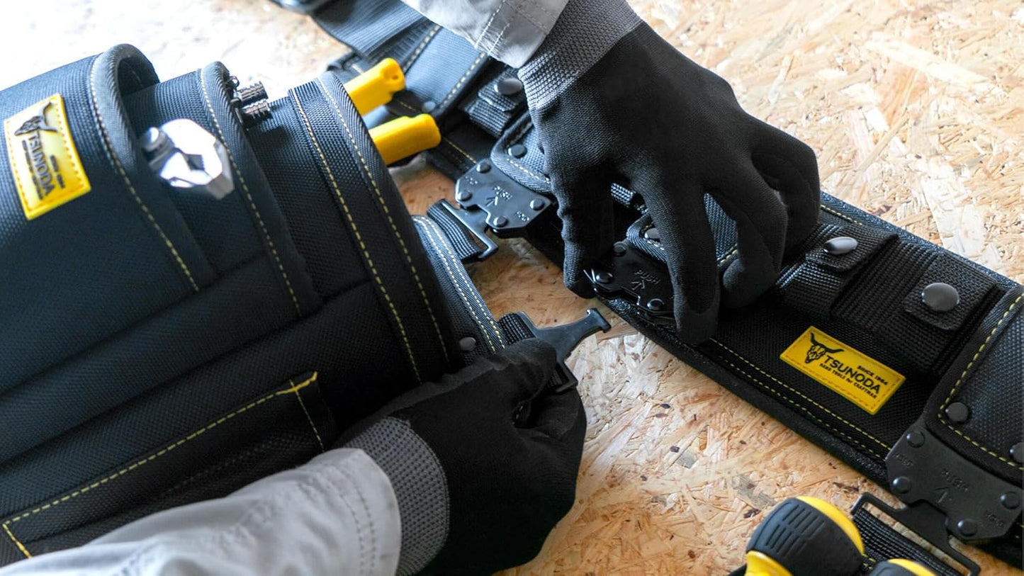 SUNODA LOCX LX-PO2B Removable Waist Bag, 2 Tiers, with Detachable Buckle, Carbide for Work, Electricians, Waist Tool