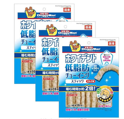 Doggyman White Low Fat Chewing Stick, Milk Flavor, 4.6 oz (130 g)