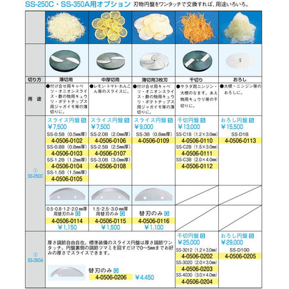 Vegetable cutter blade CHUBU vegetable cutter SS-250F electric vegetable cutter cabbage cutter grater onion cutter onion cutter radish cutter business